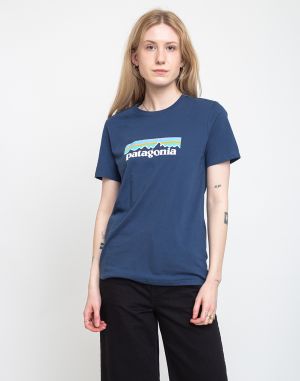 Patagonia W's Pastel P-6 Logo Organic Crew T-Shirt Stone Blue