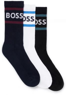 Three Pair Pack Of Short Socks With Stripes And Logo