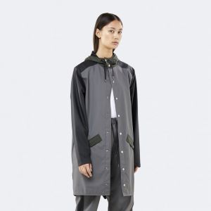 Šedo-čierny vodoodolný kabát Long Jacket