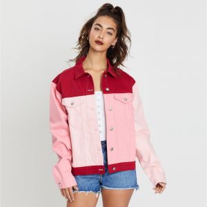 Čeveno-ružová oversized bunda