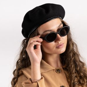 Čierna vlnená baretka Monty Wool Beret