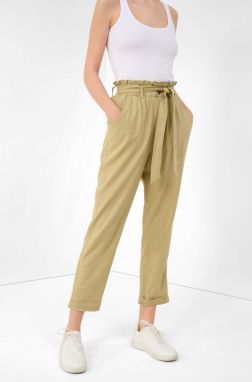 Ľanové nohavice high waist