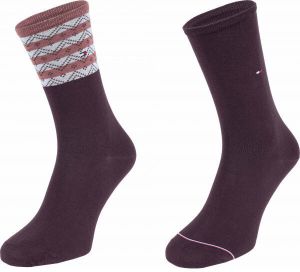 Tommy Hilfiger WOMEN SEASONAL TENCEL SOCK 2P FOLK STRIPE Dámske ponožky, hnedá, veľkosť