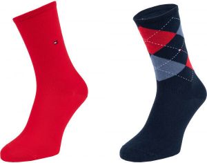 Tommy Hilfiger WOMEN CHECK SOCK 2P Dámske ponožky, červená, veľkosť