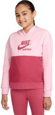 Nike NSW HERITAGE FT HOODIE G Dievčenská mikina, ružová, veľkosť