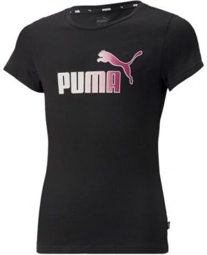 Puma ESS+BLEACH LOGO TEE Dievčenské tričko, čierna, veľkosť