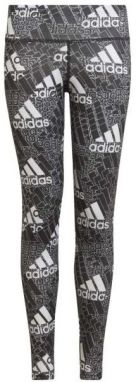 adidas G AEROREADY DESIGNED TO MOVE BRAND LOVE LONG Dievčenské legíny, tmavo sivá, veľkosť