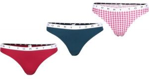 Tommy Hilfiger COTTON 3 PACK-3P THONG PRINT Dámske tangá, červená, veľkosť