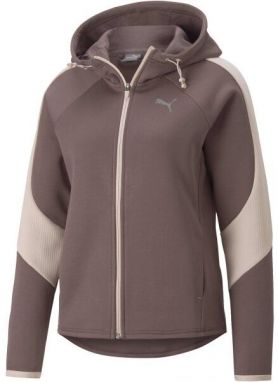 Puma EVOSTRIPE FULL ZIP HOODIE Dámska mikina, hnedá, veľkosť