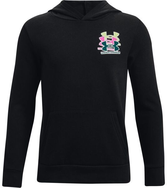 Under Armour RIVAL FLEECE ANAML HOODIE Chlapčenská mikina, čierna, veľkosť S