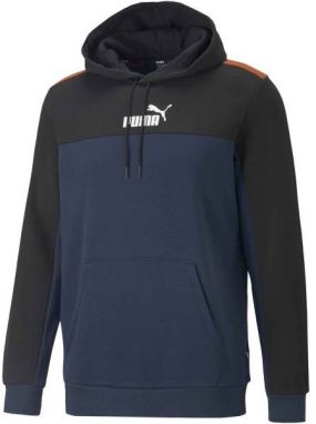 Puma ESS + BLOCK HOODIE FL Pánska mikina, čierna, veľkosť