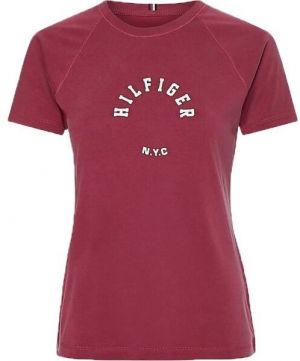 Tommy Hilfiger SLIM TOMMY GRAPHIC TEE SS Dámske tričko, vínová, veľkosť