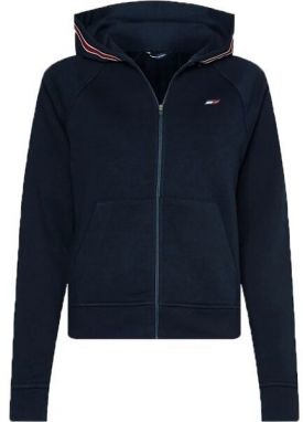 Tommy Hilfiger REGULAR TOMMY TAPE ZIPPER HOODIE Dámska mikina, tmavo modrá, veľkosť