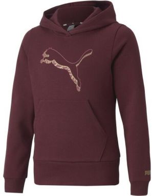 Puma ALPHA HOODIE FL G Dievčenská mikina, vínová, veľkosť