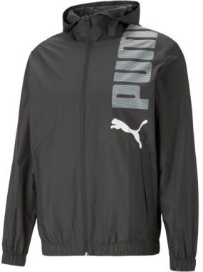 Puma HOODED GRAPHIC WINDBREAKER Pánska bunda, čierna, veľkosť