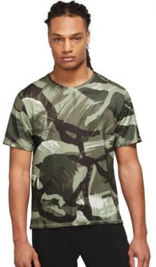 Nike NK DF MILER TOP SS CAMO Pánske bežecké tričko, khaki, veľkosť