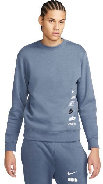 Nike CLUB + BB CREW MLOGO Pánska mikina, modrá, veľkosť XXL