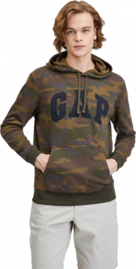 GAP V-PRINTED HERITAGE LOGO PO Pánska mikina, khaki, veľkosť