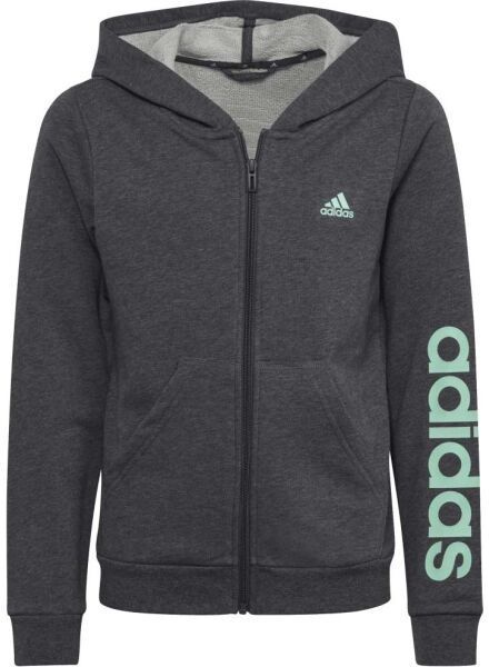 adidas ESS LIN FZ HD Dievčenská mikina, tmavo sivá, veľkosť