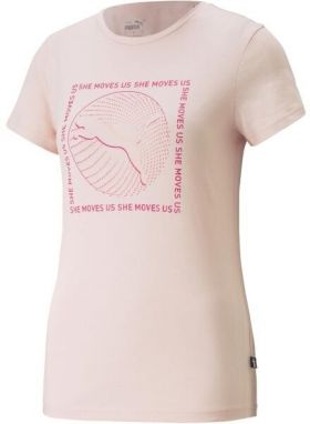 Puma GRAPHICS SHE MOVES US TEE Dámske tričko, lososová, veľkosť