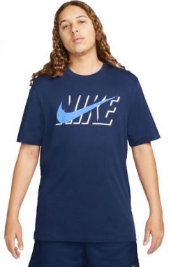 Nike NSW TEE SWOOSH BLOCK Pánske tričko, tmavo modrá, veľkosť