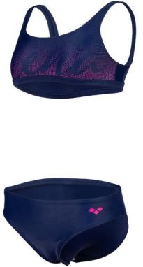 Arena GRAPHIC SWIMSUIT BIKINI TOP Dievčenské dvojdielne plavky, tmavo modrá, veľkosť 6-7Y