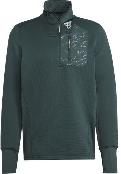 adidas X-CITY 1/4 ZIP Pánska bežecká mikina, tmavo zelená, veľkosť