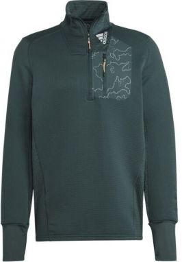 adidas X-CITY 1/4 ZIP Pánska bežecká mikina, tmavo zelená, veľkosť