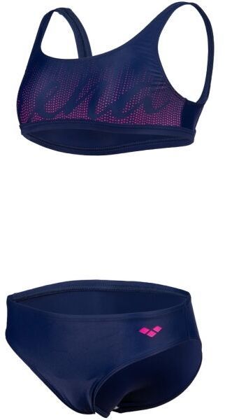 Arena GRAPHIC SWIMSUIT BIKINI TOP Dievčenské dvojdielne plavky, tmavo modrá, veľkosť 6-7Y