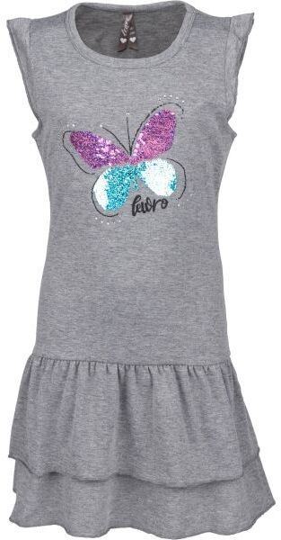 Lewro TOTTA Dievčenské šaty s volánmi, sivá, veľkosť 164-170