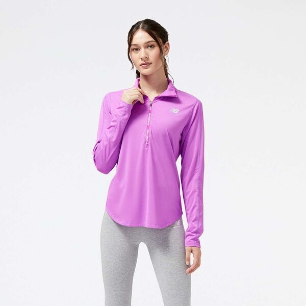 New Balance ACCELERATE HALF-ZIP Dámska mikina, fialová, veľkosť
