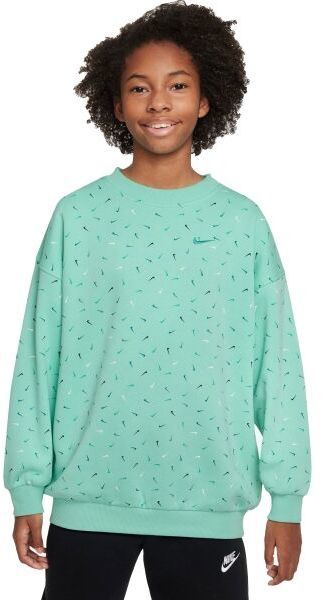 Nike NSW CLUB FLC OVRSZD CRW LOGO Dievčenská mikina, svetlo zelená, veľkosť