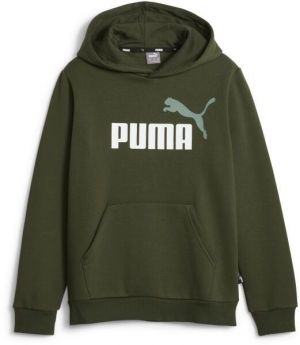 Puma ESS + 2 COL BIG LOGO HOODIE FL B Chlapčenská mikina, zelená, veľkosť