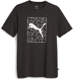 Puma GRAPHICS CAT TEE Pánske tričko, čierna, veľkosť