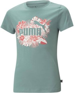 Puma ESS+ FLOWER POWER TEE G ADRIATIC Dievčenské tričko, zelená, veľkosť