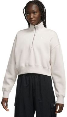 Nike NSW PHNX FLC QZ CROP Dámska mikina, biela, veľkosť