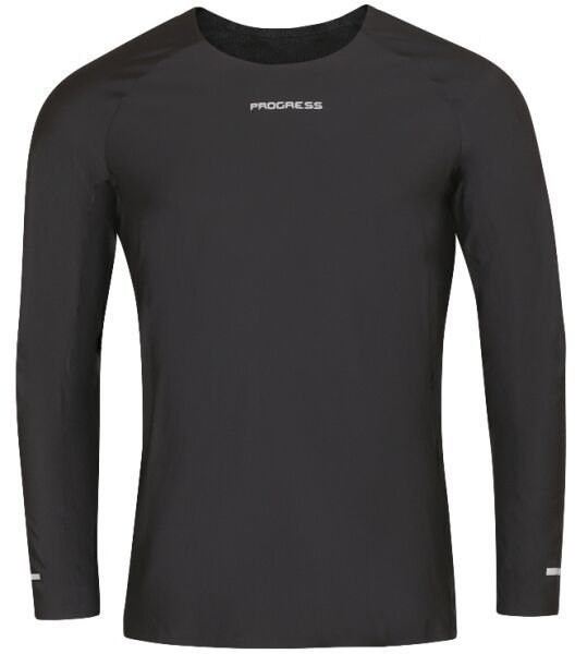PROGRESS SKINNER LS Pánske lepené športové tričko, čierna, veľkosť XXL