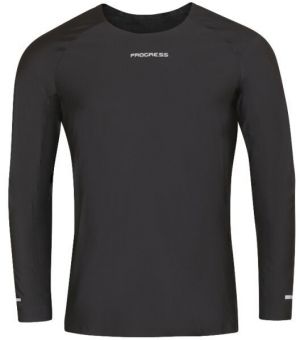 PROGRESS SKINNER LS Pánske lepené športové tričko, čierna, veľkosť XXL