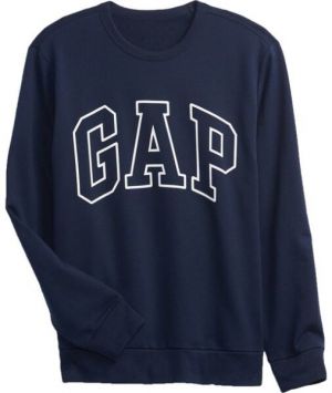 GAP CREWNECK LOGO Pánska mikina, tmavo modrá, veľkosť