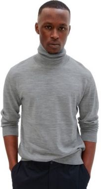 GAP MERINO TURTLENECK Pánsky vlnený sveter, sivá, veľkosť
