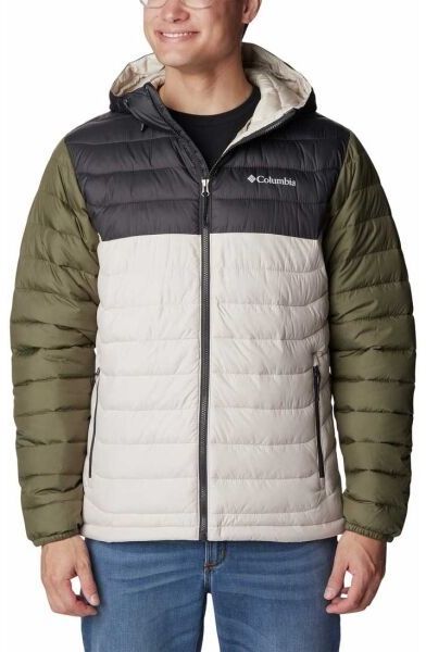 Columbia POWDER LITE HOODED JACKET Pánska bunda, béžová, veľkosť