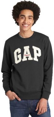 GAP CREWNECK LOGO Pánska mikina, tmavo sivá, veľkosť