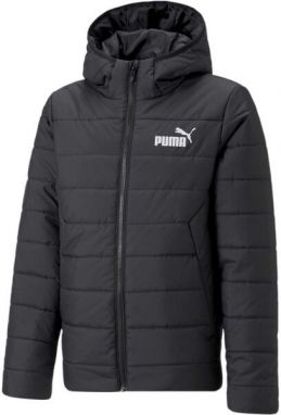 Puma ESSENTIALS HOODIED PADDED JACKET Chlapčenská bunda, čierna, veľkosť