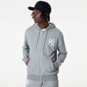New Era MLB ESSENTIALS FZ HOODY NEYYAN Pánska mikina, sivá, veľkosť