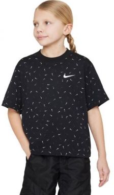 Nike SPORTSWEAR BOXY SWOOSH Dievčenské tričko, čierna, veľkosť