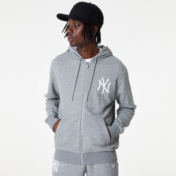 New Era MLB ESSENTIALS FZ HOODY NEYYAN Pánska mikina, sivá, veľkosť