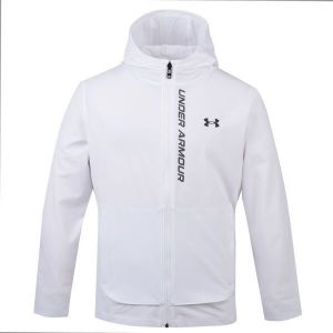 Under Armour OUTRUN THE STORM JACKET Pánska bunda, biela, veľkosť