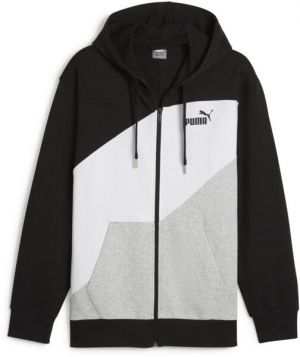 Puma POWER COLORBLOCK FULL ZIP HOODIE TR Pánska mikina, čierna, veľkosť