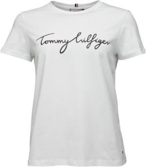 Tommy Hilfiger REG C-NK SIGNATURE TEE Dámske tričko, biela, veľkosť