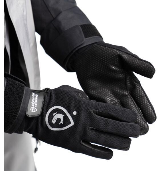 ADVENTER & FISHING GLOVE Pánske rukavice na lovenie v sladkej vode, čierna, veľkosť L/XL